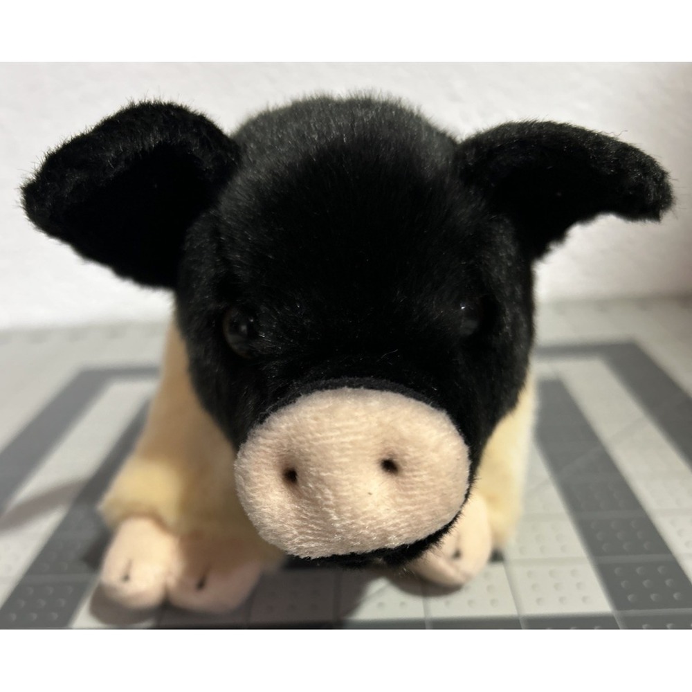 Miyoni Aurora 2021 Hampshire Pig W/TAG Plush Stuffed Animal Black Beige 12 inch